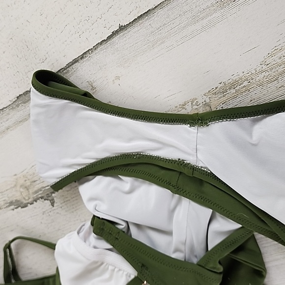 Shade & Shore army green high cut one piece swimsuit with tie Size Small - Picture 7 of 9